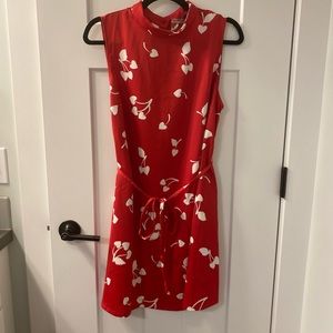 NWT ModCloth belted Red Cherry Heart dress with keyhole button on back - Large